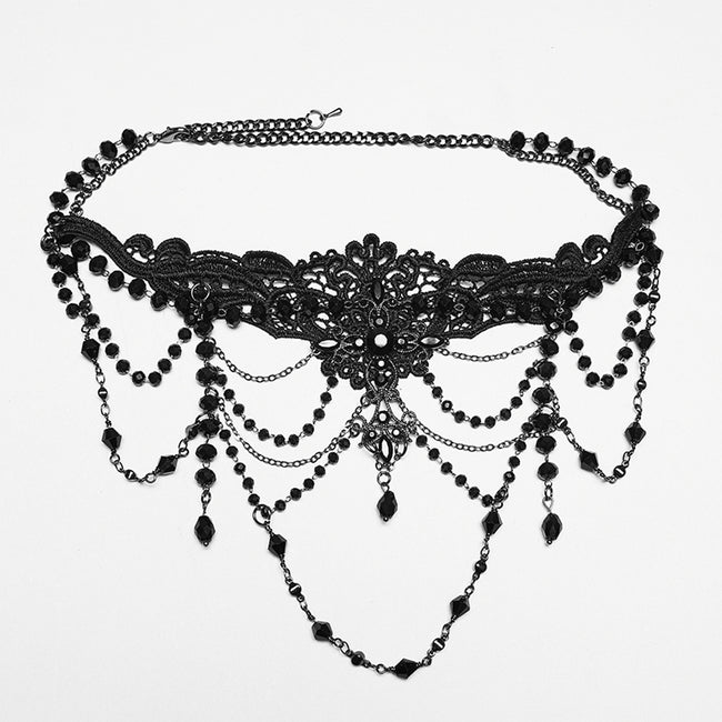 Goth Cross Lace Necklace