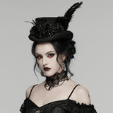 Goth retro feather formal hat