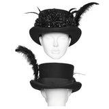 Goth retro feather formal hat