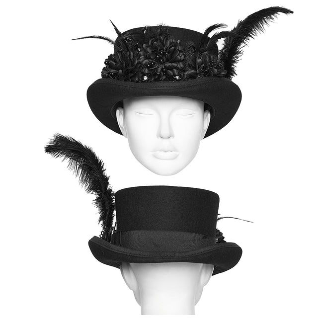Goth retro feather formal hat