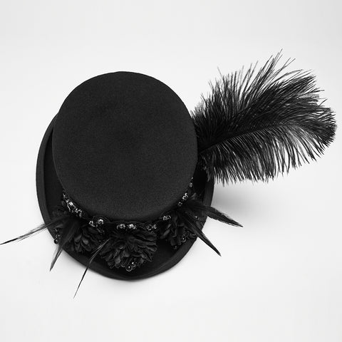 Goth retro feather formal hat