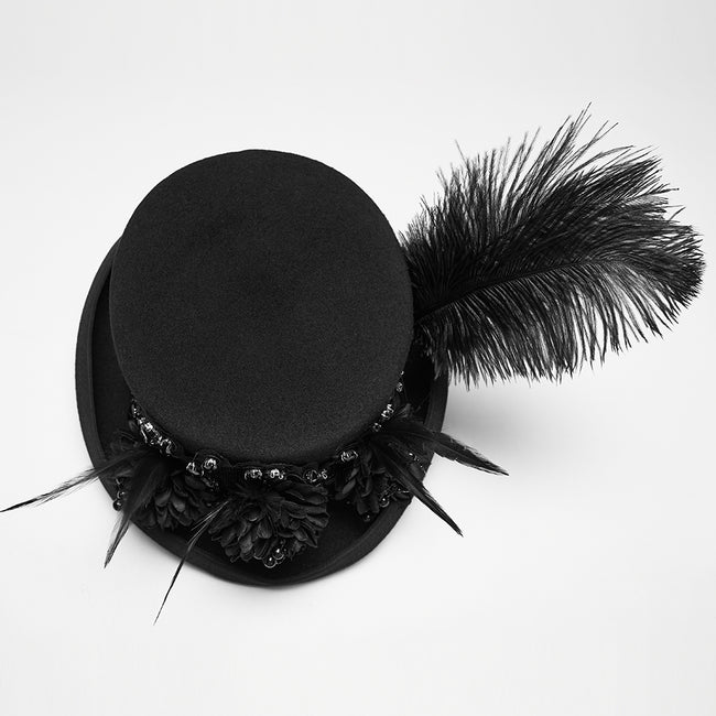 Goth retro feather formal hat