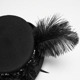 Goth retro feather formal hat