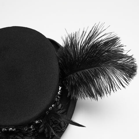 Goth retro feather formal hat