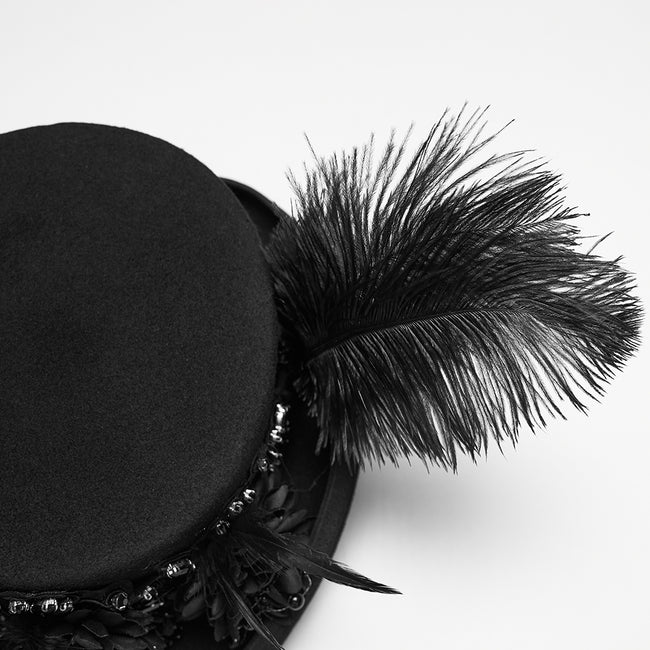 Goth retro feather formal hat