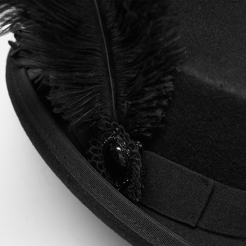 Goth retro feather formal hat