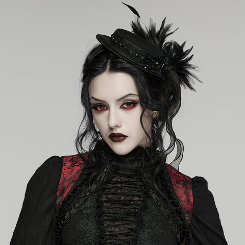 Goth Feather Ribbon format Hat