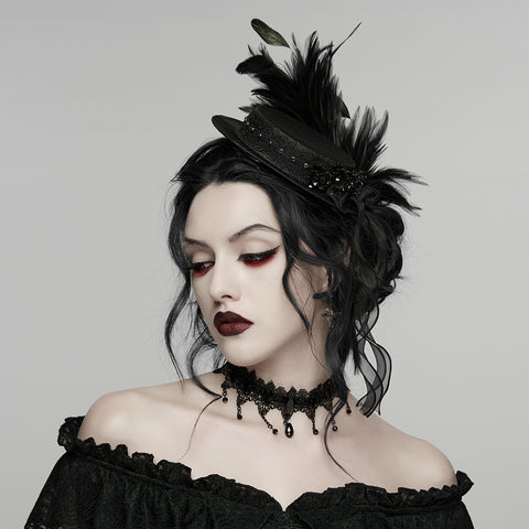 Goth Feather Ribbon format Hat