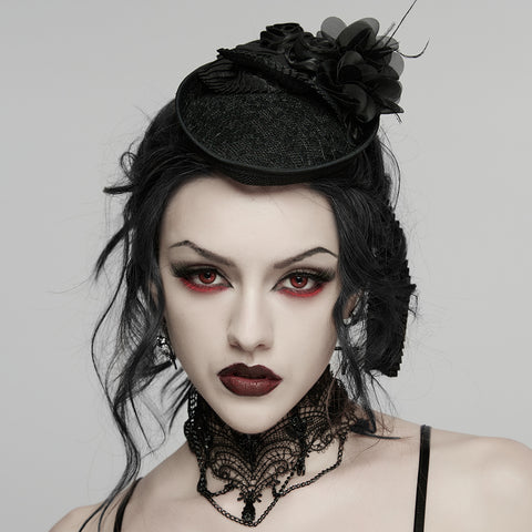 Goth Rose Ribbon Formal Hat