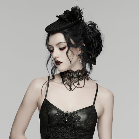 Goth Rose Ribbon Formal Hat