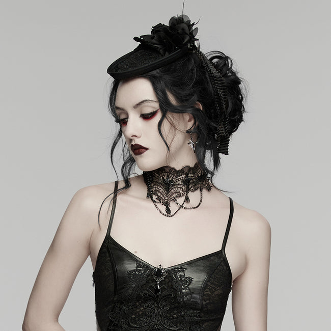 Goth Rose Ribbon Formal Hat