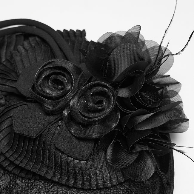 Goth Rose Ribbon Formal Hat