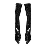 Punk patent leather gloves