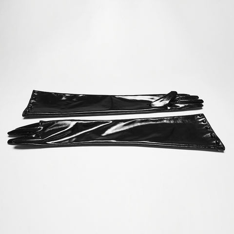 Punk patent leather gloves