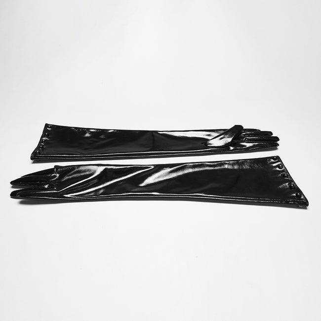 Punk patent leather gloves