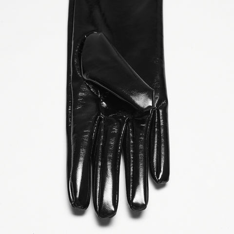 Punk patent leather gloves