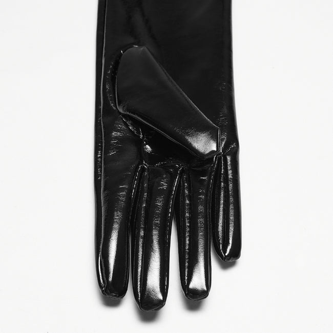 Punk patent leather gloves