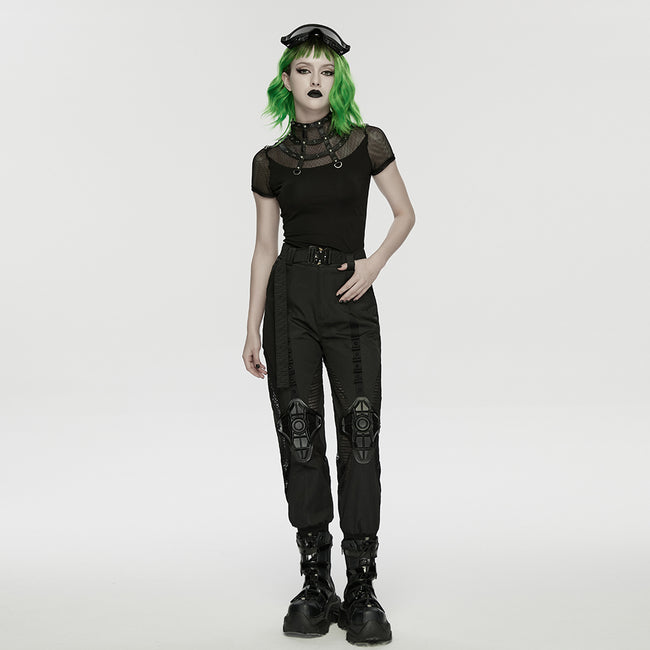 Punk Cage Visual Stand up Collar T-shirt