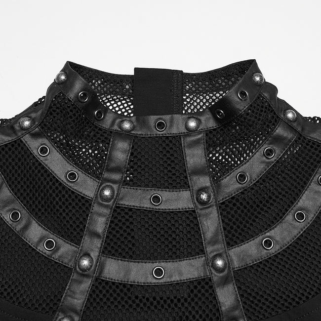 Punk Cage Visual Stand up Collar T-shirt