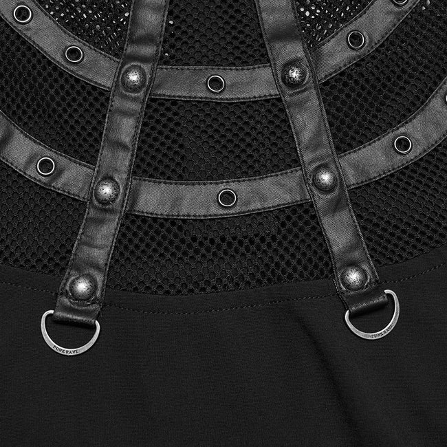 Punk Cage Visual Stand up Collar T-shirt