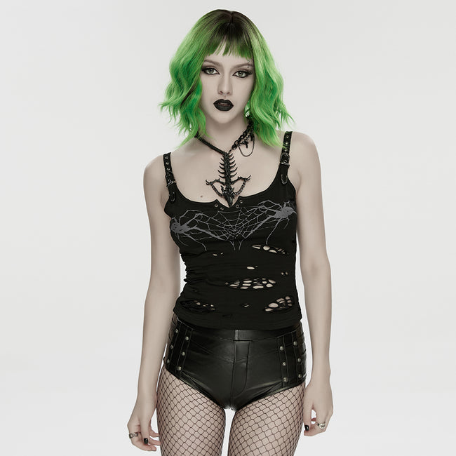 Punk printed tattered vest