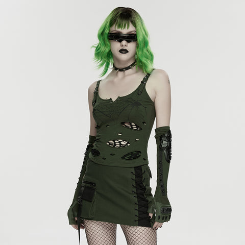 Punk printed tattered vest