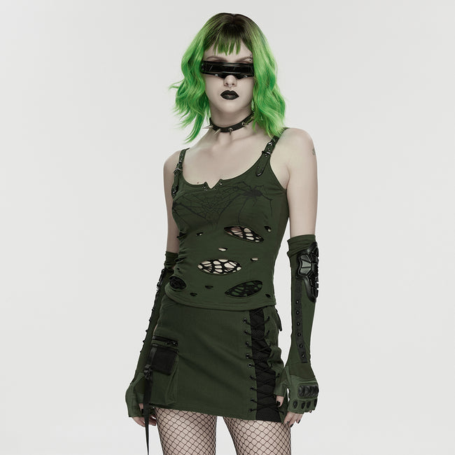 Punk printed tattered vest