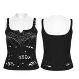 Punk printed tattered vest