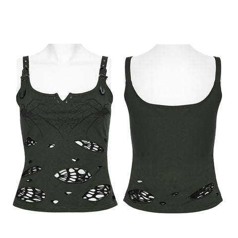 Punk printed tattered vest