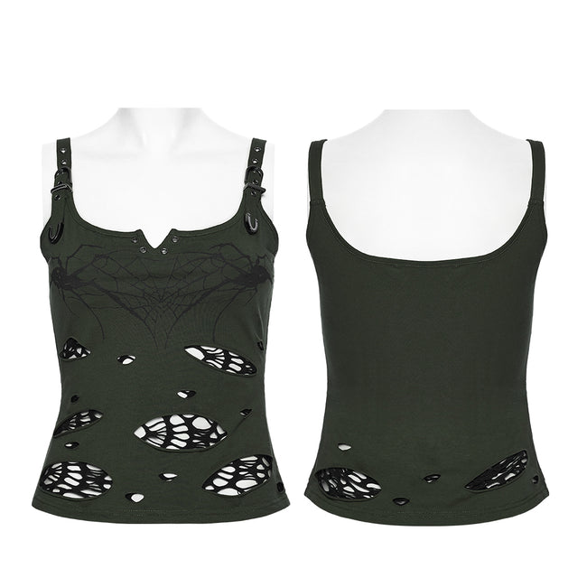 Punk printed tattered vest