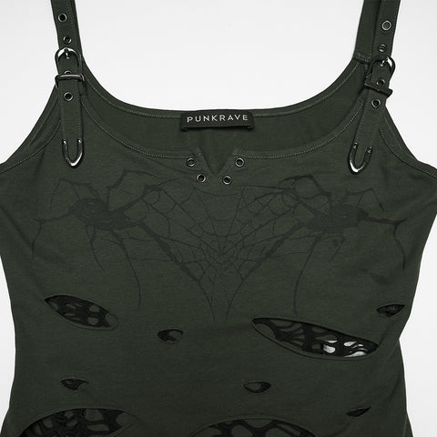 Punk printed tattered vest