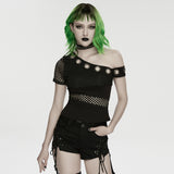 Punk Slant Shoulder T-shirt