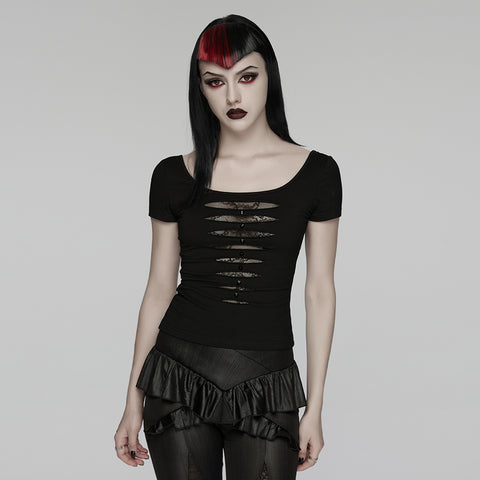 Punk Mesh Perspective Short Sleeve T-shirt