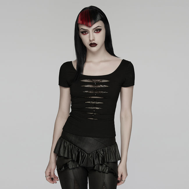 Punk Mesh Perspective Short Sleeve T-shirt