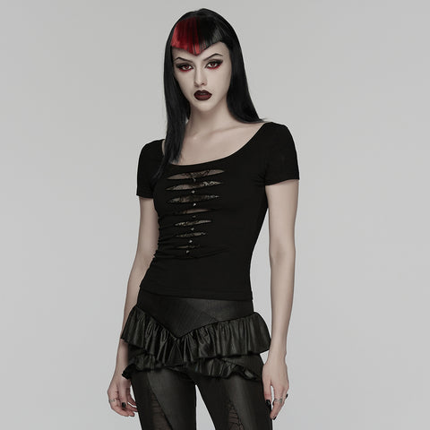 Punk Mesh Perspective Short Sleeve T-shirt