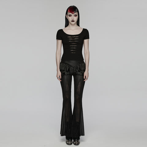 Punk Mesh Perspective Short Sleeve T-shirt