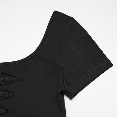 Punk Mesh Perspective Short Sleeve T-shirt