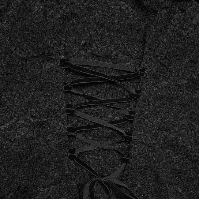 Goth Ruffle Off shoulder T-shirt