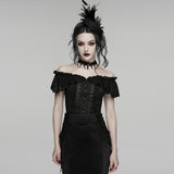 Goth Ruffle Off shoulder T-shirt