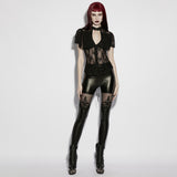 Women's Victorian Style Sexy Leather Gothic Leggings With Lace