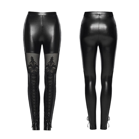 Women's Victorian Style Sexy Leather Gothic Leggings With Lace