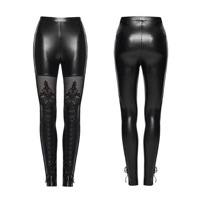 Women's Victorian Style Sexy Leather Gothic Leggings With Lace