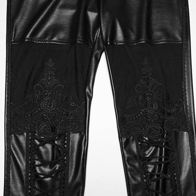 Women's Victorian Style Sexy Leather Gothic Leggings With Lace