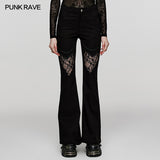 Gothic  V-shaped hollow flared pants