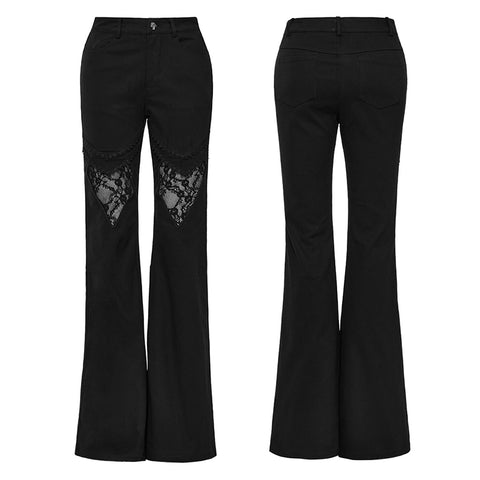 Gothic  V-shaped hollow flared pants