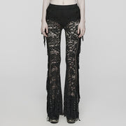 Goth See-through Lace Flared  Trousers