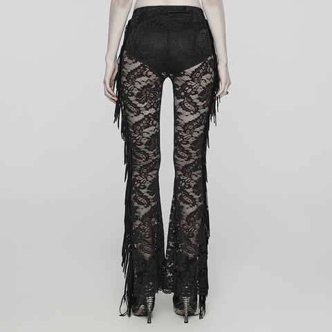 Goth See-through Lace Flared  Trousers
