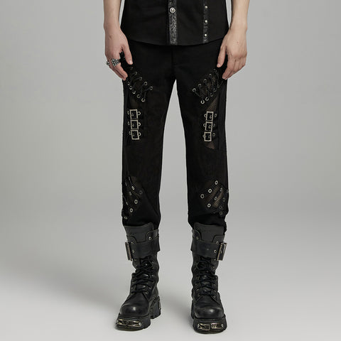 PUNK Irregular Structure Hollow Pants