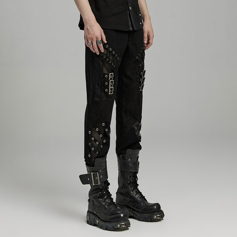 PUNK Irregular Structure Hollow Pants