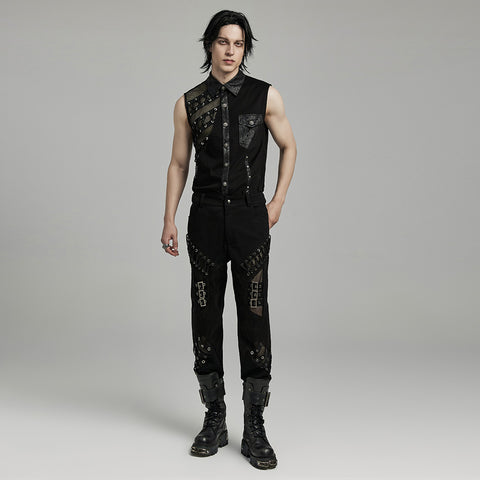 PUNK Irregular Structure Hollow Pants